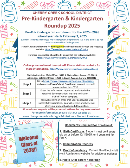 flyer for kindergarten enrollment information